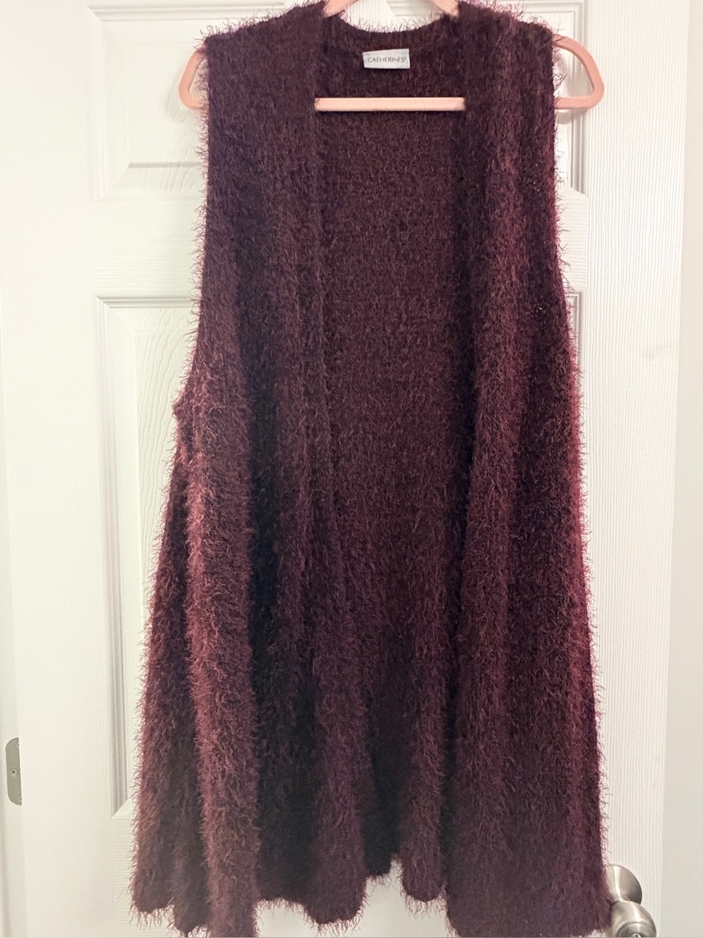 Cozy Fuzzy Long Skirt Vest - Burgundy